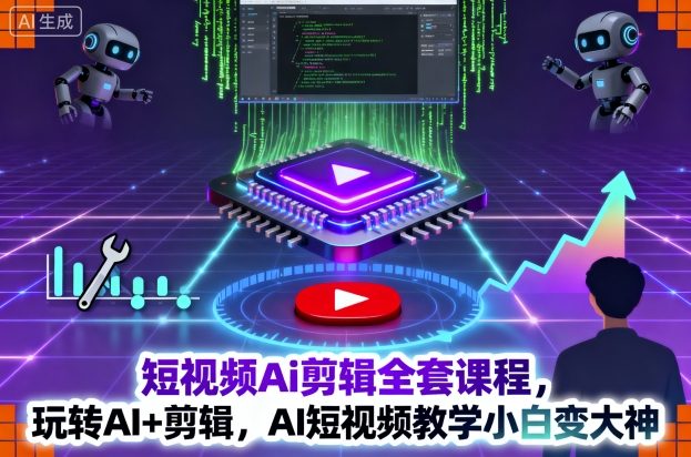 短视频Ai剪辑全套课程，玩转AI+剪辑，AI短视频教学小白变大神-闲赋网