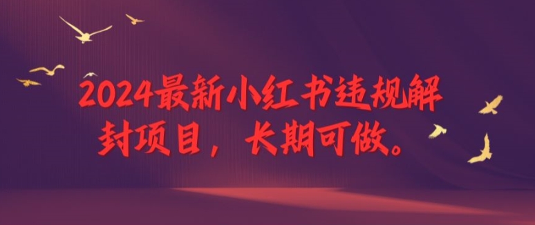 2024最新小红书违规解封项目，长期可做，一个可以做到退休的项目【揭秘】-闲赋网