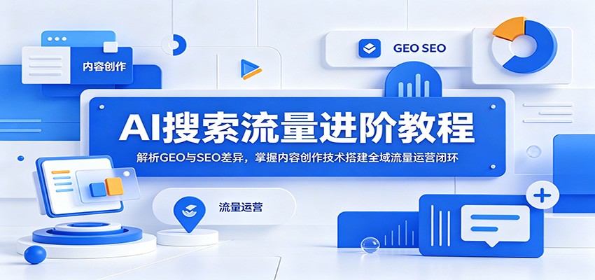 AI搜索流量进阶教程：解析GEO与SEO差异，掌握内容创作技术搭建全域流量运营闭环-闲赋网