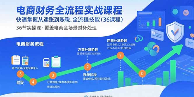 电商财务全流程实战课程：快速掌握从建账到报税的全流程技能(36节课-闲赋网