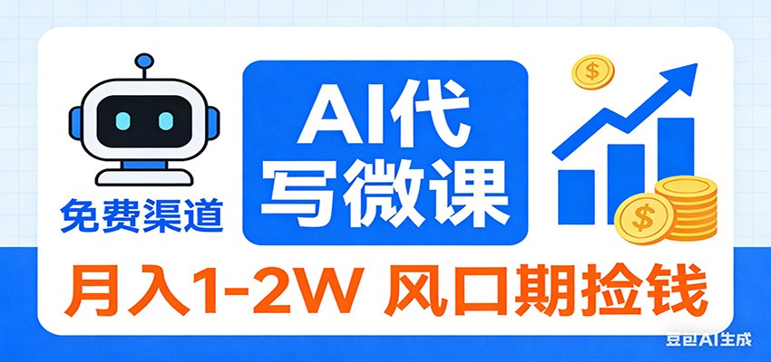 2026告别打工！AI 代写微课，提供免费渠道，月入 1-2W 风口期捡钱-闲赋网