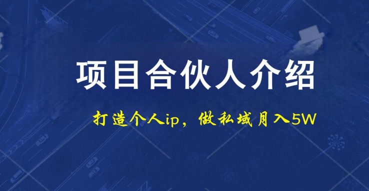 项目合伙人项目，打造个人IP，做私域月入5W，小白勿扰-闲赋网