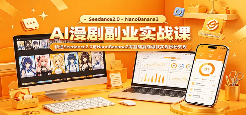 AI漫剧副业实战课：精通Seedance2.0与NanoBanana2零基础复刻爆款实现涨粉变现-闲赋网