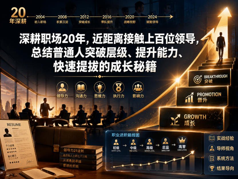 付费文章：深耕职场20年，近距离接触上百位领导，总结普通人突破层级、提升能力、快速提拔的成长秘籍(全网独家干货)-闲赋网