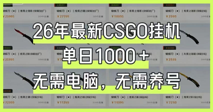 bf98060a2a3a58dd59844d2d9376d1e5.jpeg 26年最新CSGO挂G系统,单日1000+,无需电脑,无需养号,0基础可上手【揭秘】