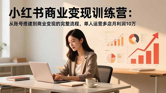 小红书商业变现训练营：从账号搭建到商业变现的完整流程，单人运营多店月利润10万-闲赋网