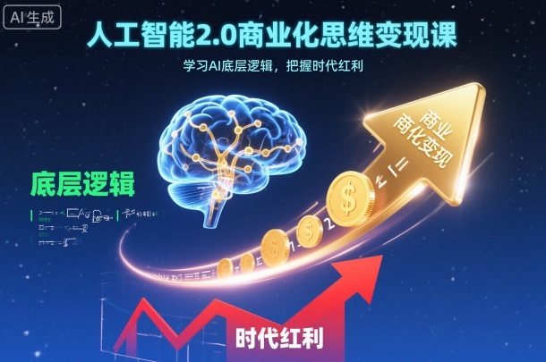 人工智能2.0商业化思维变现课，学习AI底层逻辑，把握时代红利-闲赋网