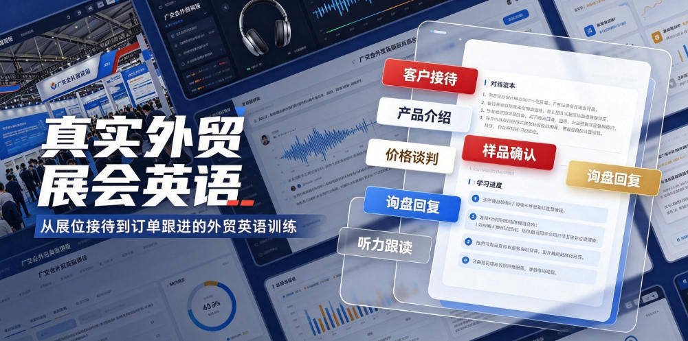 真实外贸展会英语，广交会外贸口语听力突击课程【音频】-闲赋网