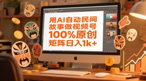 用AI自动民间故事做视频号，100%原创，矩阵日入1k+-闲赋网
