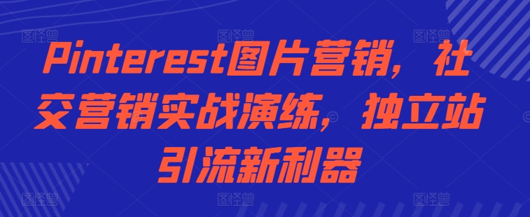 Pinterest图片营销，社交营销实战演练，独立站引流新利器-闲赋网