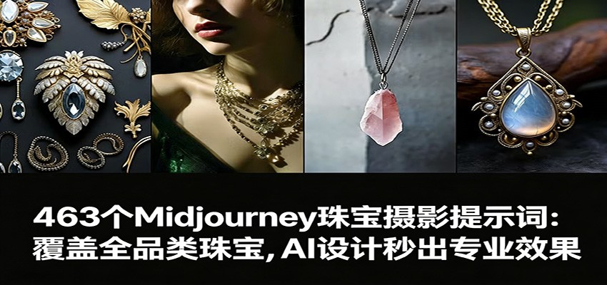 463个Midjourney珠宝摄影提示词：覆盖全品类珠宝，AI设计秒出专业效果-闲赋网