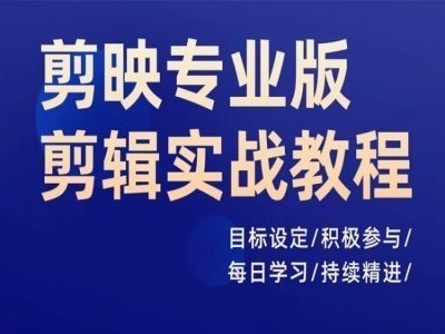 剪映专业版剪辑实战教程，目标设定/积极参与/每日学习/持续精进-闲赋网