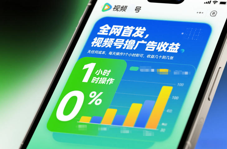 全网首发，视频号撸广告收益，无任何成本，每天操作1个小时即可，收益几十到几张-闲赋网