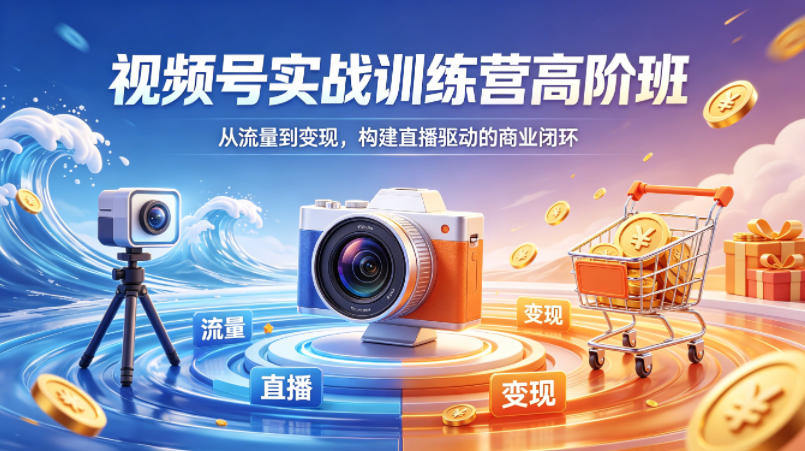 视频号实战训练营高阶班，从流量到变现，构建直播驱动的商业闭环(26年4月)-闲赋网