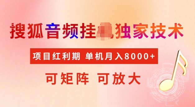 首发搜狐音频挂JI，项目红利期，可矩阵可放大，稳定月入5k【揭秘】-闲赋网