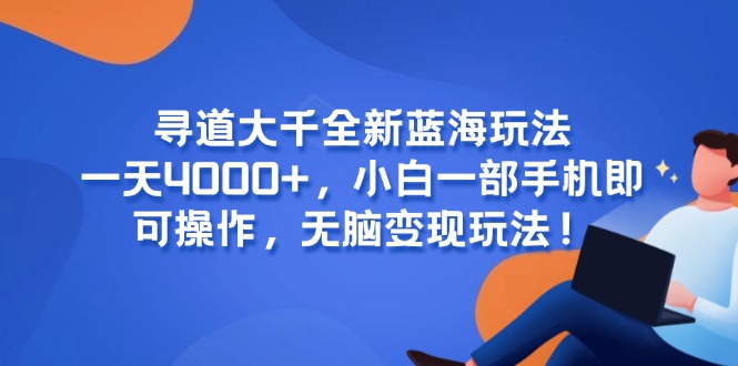 寻道大千全新蓝海玩法，一天4000+，小白一部手机即可操作，无脑变现玩法！-闲赋网