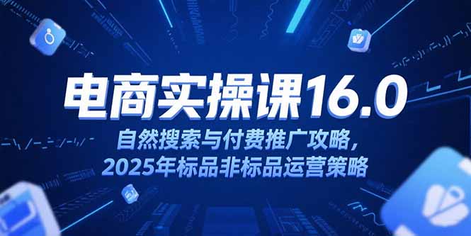 淘宝电商运营课16.0，自然搜索与付费推广攻略，2025年标品非标品运营策略-闲赋网