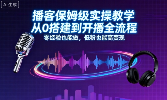 播客保姆级实操教学，从0搭建到开播全流程，零经验也能做，低粉也能高变现-闲赋网