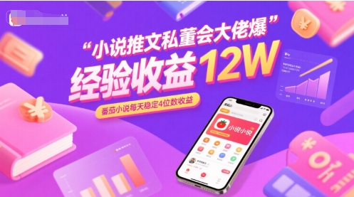 小说推文私董会大佬爆单经验分享收益12W，番茄小说每天稳定4位数收益-闲赋网
