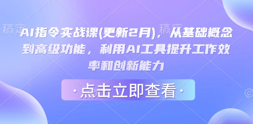 AI指令实战课(更新2月)，从基础概念到高级功能，利用AI工具提升工作效率和创新能力-闲赋网