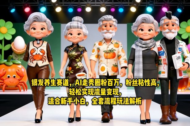 银发养生赛道，AI走秀圈粉百万，粉丝粘性高，轻松实现流量变现，适合新手小白，全套流程玩法解析-闲赋网