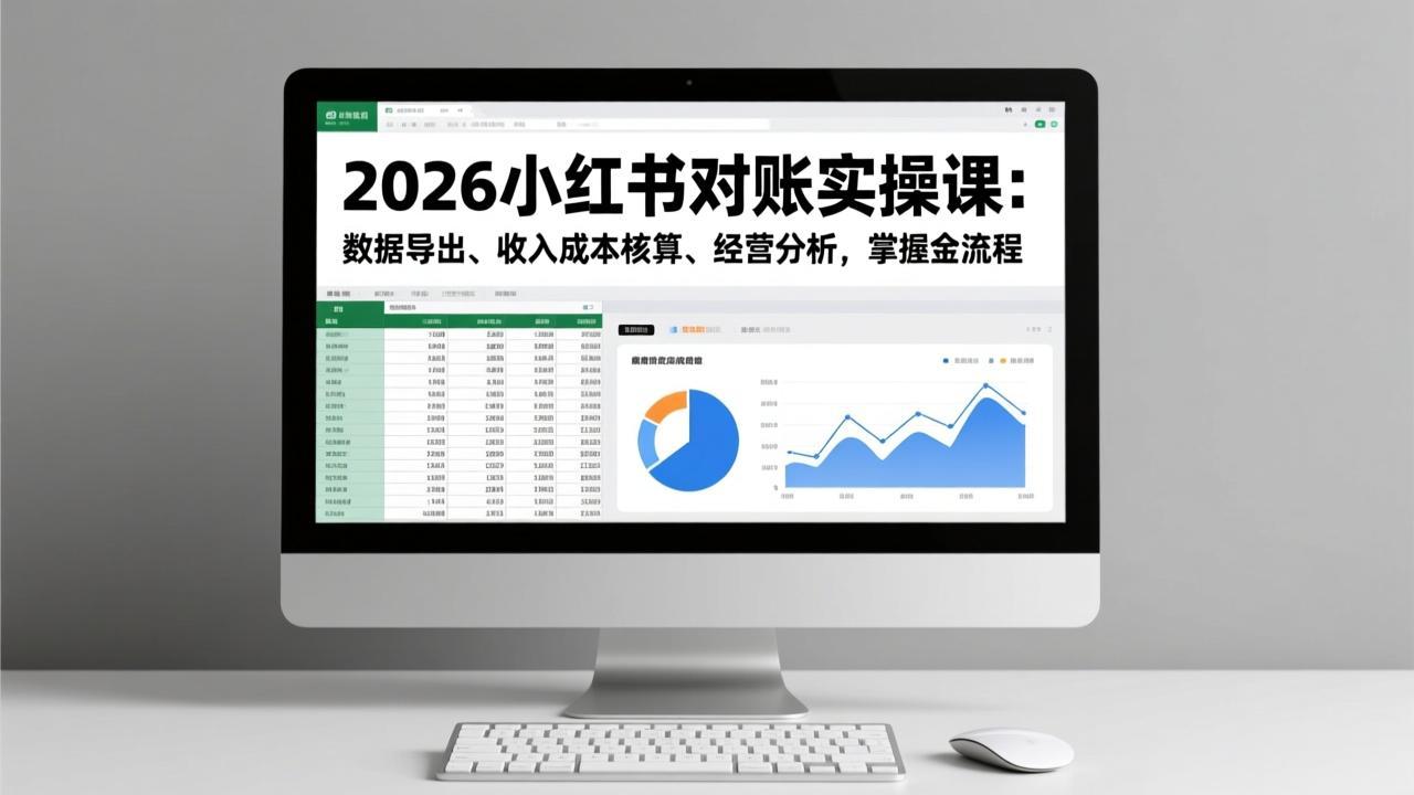 2026小红书对账实操课：数据导出、收入成本核算、经营分析，掌握全流程-闲赋网