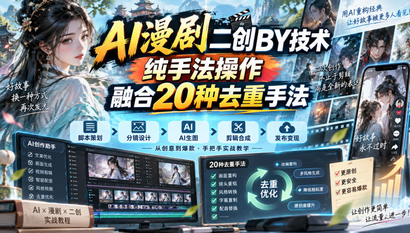 c69fd2856458d15fdc8a4bcb5505dce5.jpeg AI漫剧二创搬运技术,纯手法操作,融合20种去重手法