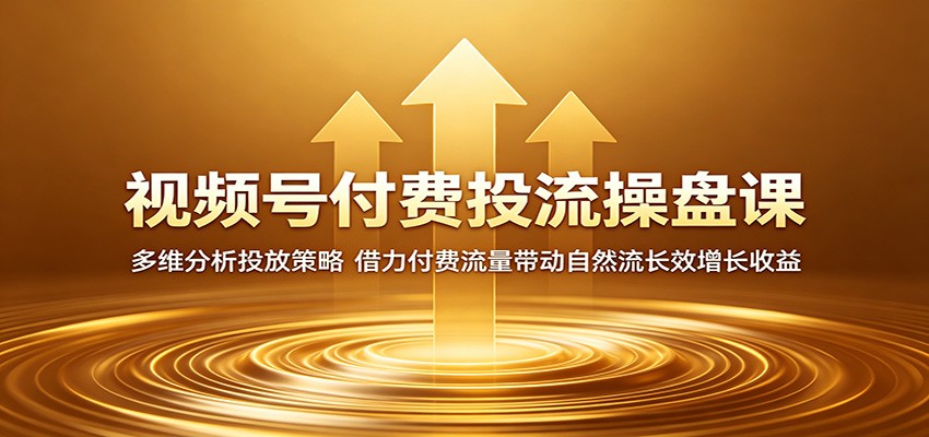 视频号付费投流操盘课：多维分析投放策略，借力付费流量带动自然流长效增长收益-闲赋网