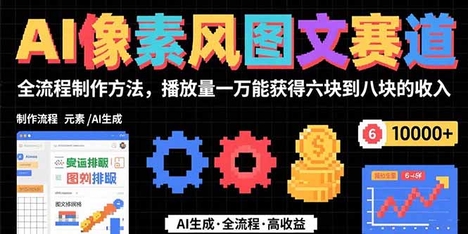 AI像素风图文赛道：全流程制作方法，播放量一万能获得6块到8块的收入-闲赋网