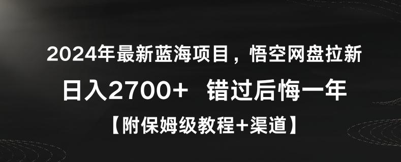 2024年最新蓝海项目，悟空网盘拉新，日入2700+错过后悔一年【附保姆级教程+渠道】【揭秘】-闲赋网