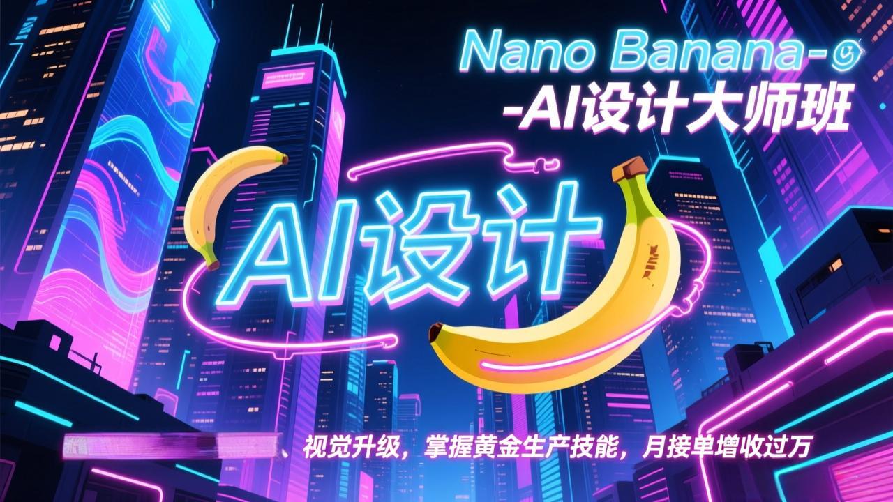Nano Banana-AI设计大师班，修图合成、广告创作、视觉升级，掌握黄金生产技能，月接单增收过万-闲赋网