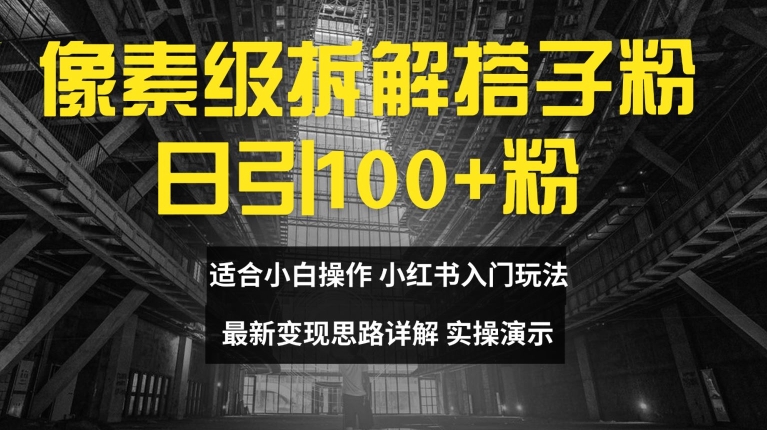 像素级拆解搭子粉，日引100+，小白看完可上手，最新变现思路详解【揭秘】-闲赋网