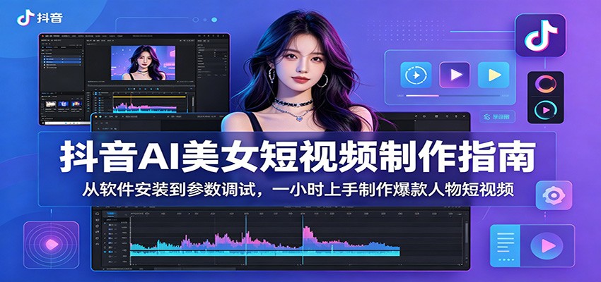 抖音AI美女短视频制作指南：从软件安装到参数调试，一小时上手制作爆款人物短视频-闲赋网