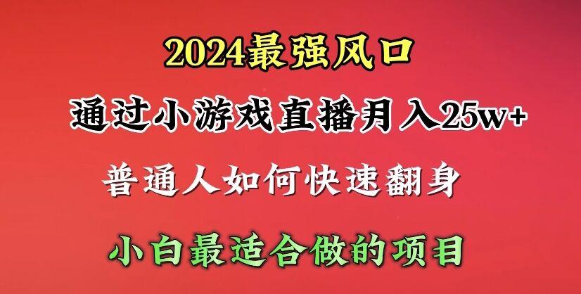 (10020期)2024年最强风口，通过小游戏直播月入25w+单日收益5000+小白最适合做的项目-闲赋网