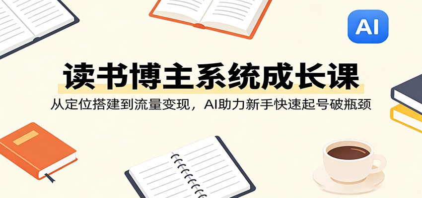 读书博主系统成长课：从定位搭建到流量变现，AI助力新手快速起号破瓶颈-闲赋网