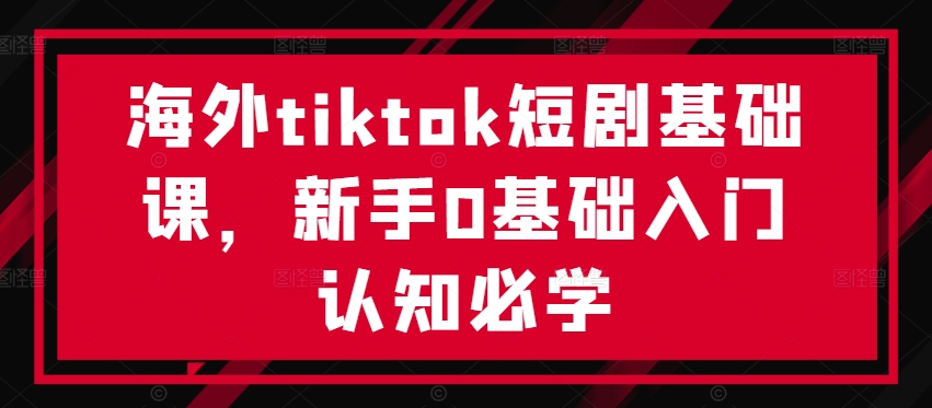 海外tiktok短剧基础课，新手0基础入门认知必学-闲赋网