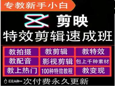 剪映特效教程和运营变现教程，特效剪辑速成班，专教新手小白-闲赋网