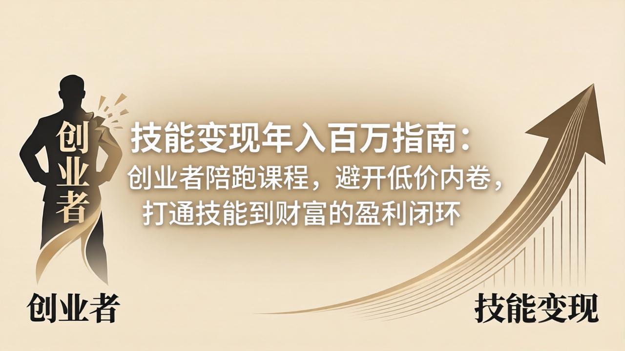 技能变现年入百万指南：创业者陪跑课程，避开低价内卷，打通技能到财富的盈利闭环-闲赋网