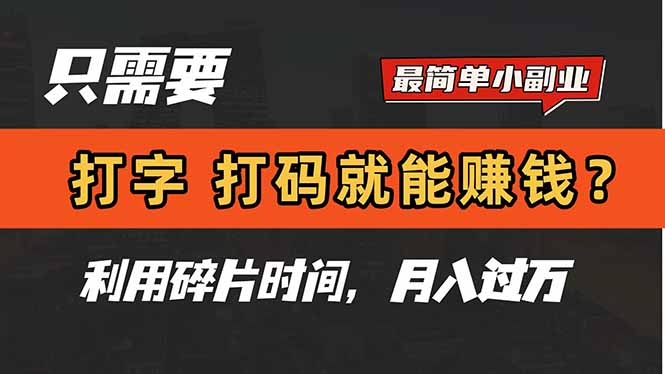 只需要打字，打码，就能赚钱？简单的赚钱小副业，利用碎片时间，月入过万-闲赋网