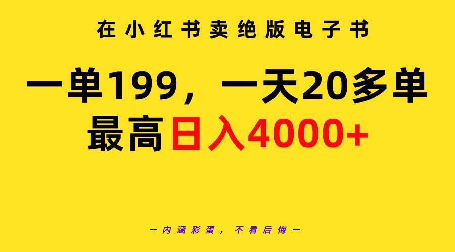 (9401期)在小红书卖绝版电子书，一单199 一天最多搞20多单，最高日入4000+教程+资料-闲赋网
