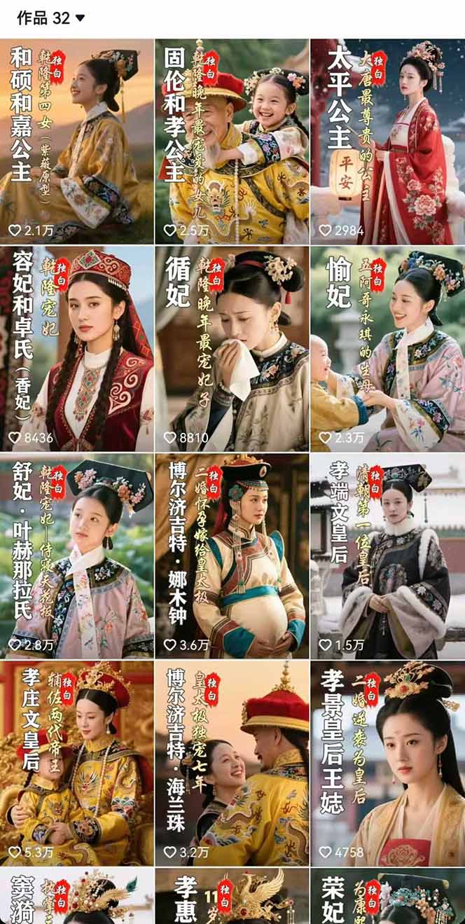 历史女性人物创作课：独白文案+AI克隆+蒙版剪辑，3个月涨粉22w+副业月入3w