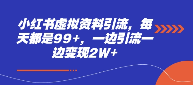 小红书虚拟资料引流，每天都是99+，一边引流一边变现2W+-闲赋网