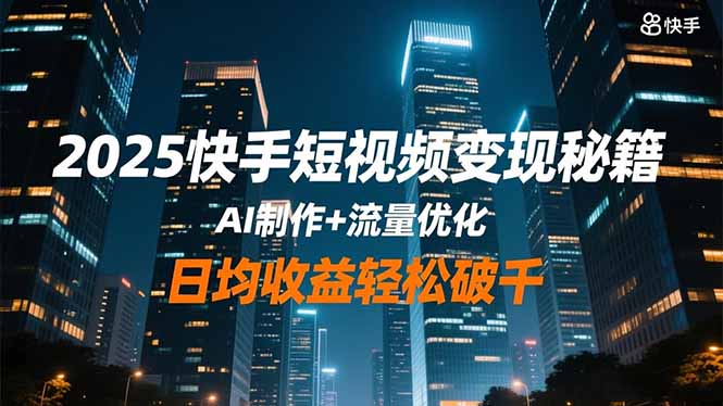 2025快手短视频变现秘籍，AI制作+流量优化，日均收益轻松破千-闲赋网