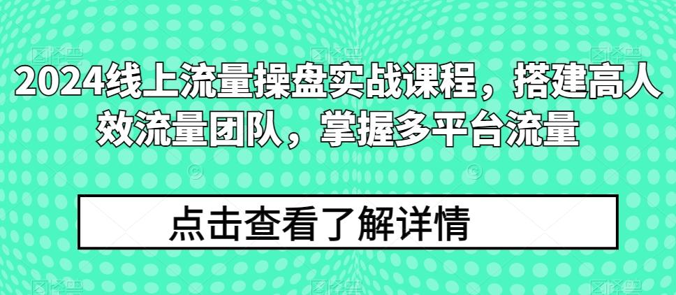 2024线上流量操盘实战课程，搭建高人效流量团队，掌握多平台流量-闲赋网