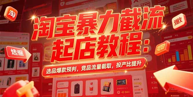 淘宝暴力截流起店教程：选品爆款预判，竞品流量截取，投产比提升-闲赋网