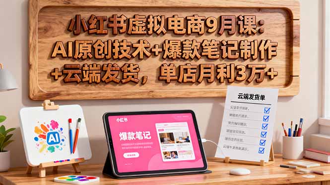 d12b372b798e7b65c4c4238b196ea626.jpeg 小红书虚拟电商9月课:AI原创技术+爆款笔记制作+云端发货,单店月利3万+