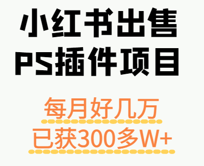 小红书出售PS插件项目，每月都收入好几万，长期操作已获利300多W+-闲赋网