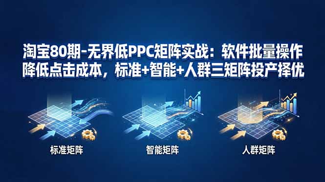 淘宝80期-无界低PPC矩阵实战：软件批量操作降低点击成本，标准+智能+人群三矩阵投产择优-闲赋网