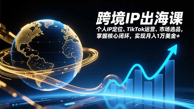 跨境IP出海课，个人IP定位、TikTok运营、市场选品，掌握核心闭环，实现月入1万美金+-闲赋网