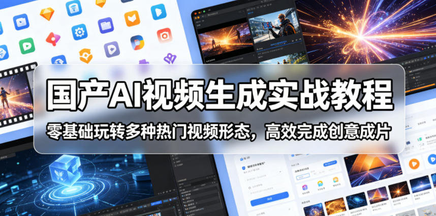 国产AI视频生成实战教程，零基础玩转多种热门视频形态，高效完成创意成片-闲赋网